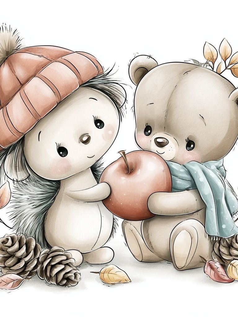 Autumn Woodland Friends Illustration Poster. poster detail