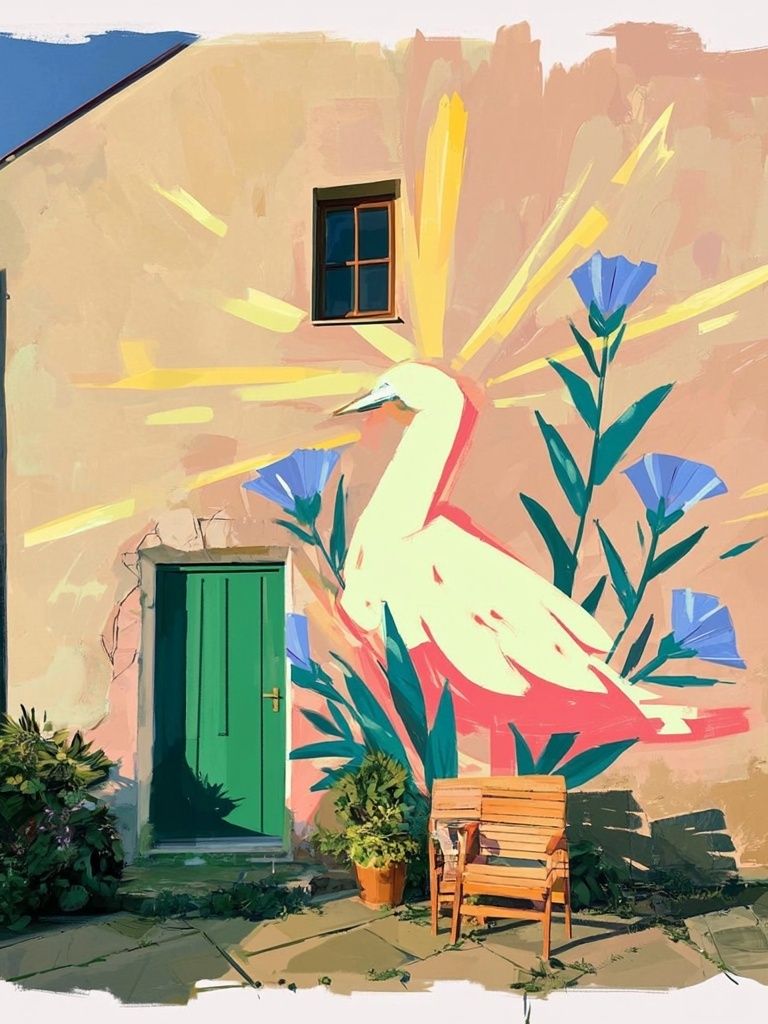 Heron Mural Illustration Poster. poster detail