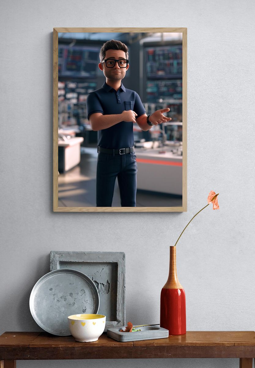 Tech Professional 3D Illustration Poster. — room view 3