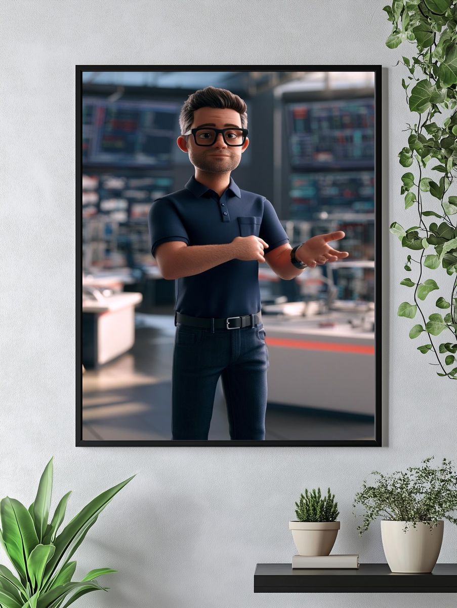 Tech Professional 3D Illustration Poster. — room view 4