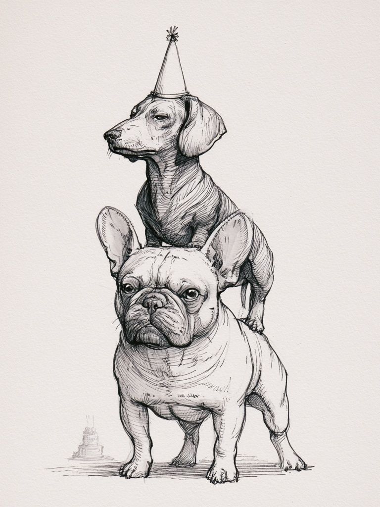 Party Dogs Illustration Poster. poster — illustration art