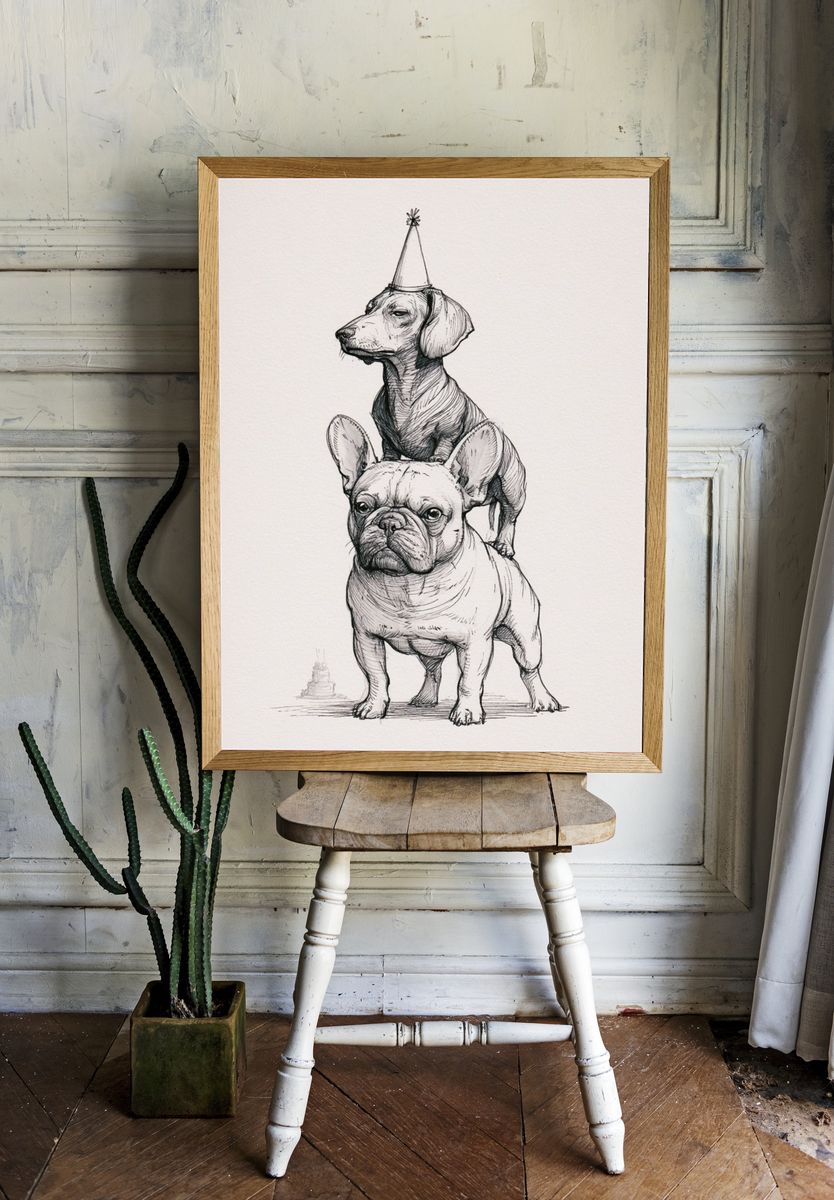 Party Dogs Illustration Poster. room preview