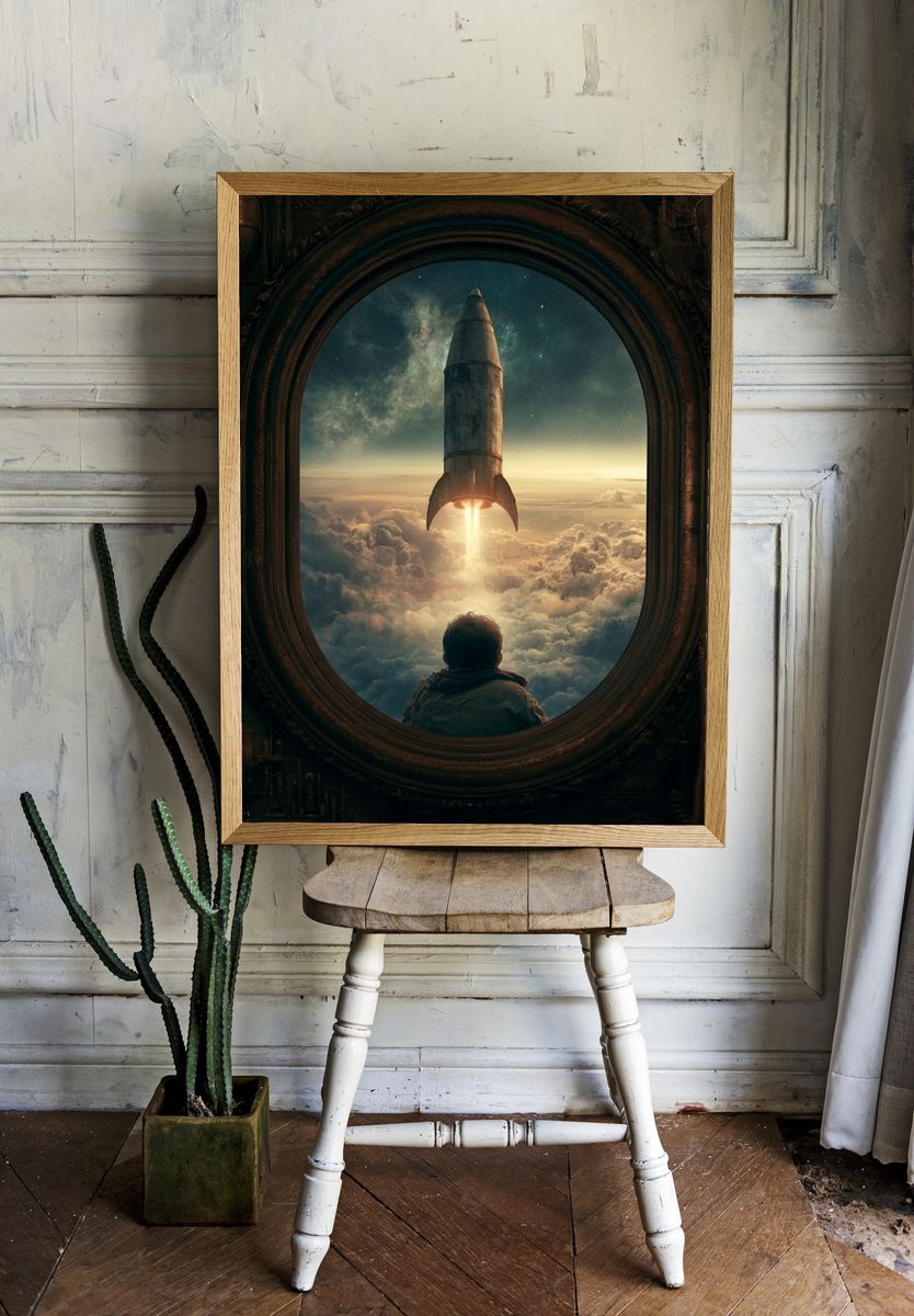 Rocket Window Sci-Fi Poster. room preview