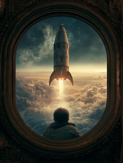 Rocket Window Sci-Fi Poster. poster print