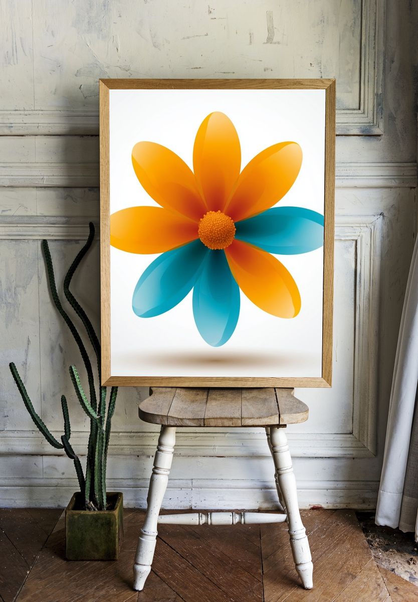 Abstract Flower Illustration Poster. — room view 1