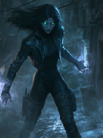 Cyberpunk Sorceress Digital Art Poster.