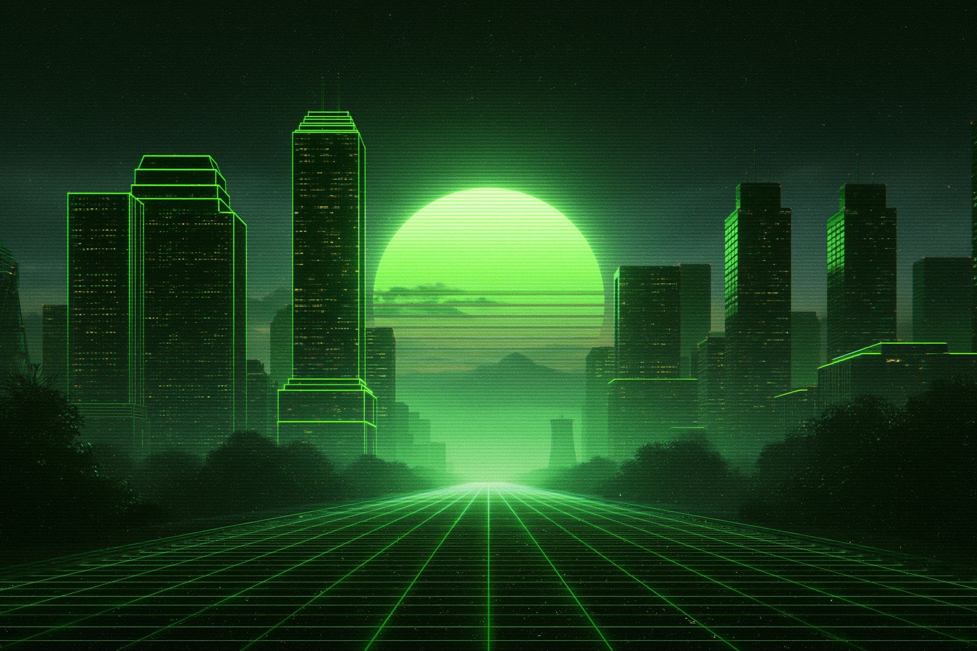 Neon Cyberpunk Cityscape Poster. poster detail