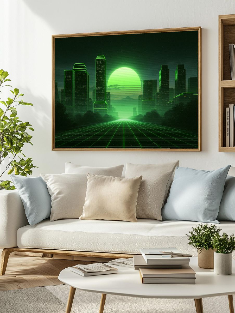 Neon Cyberpunk Cityscape Poster. — room view 2