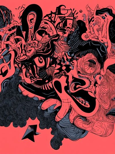 Surreal Face Collage Illustration Poster. poster