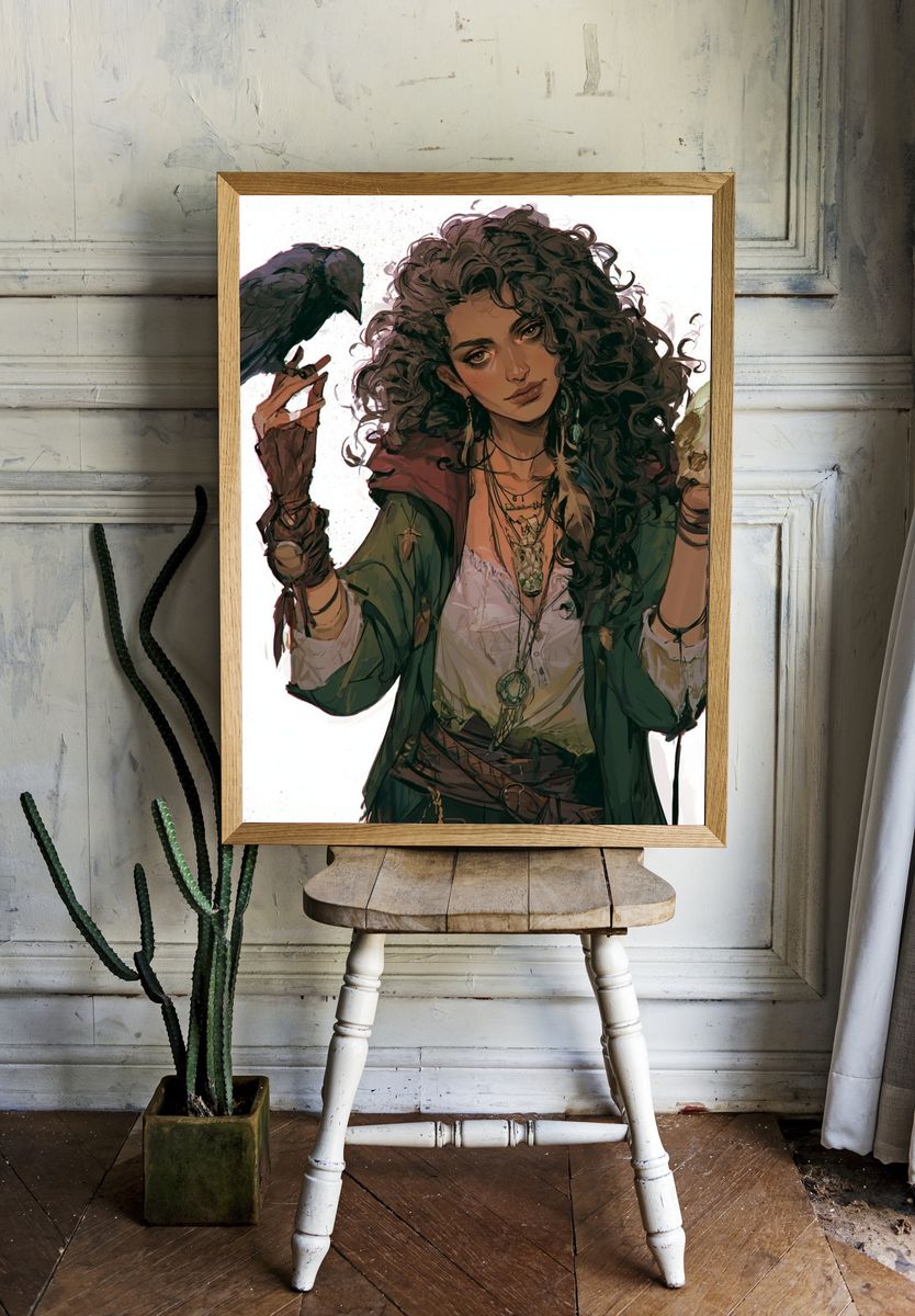 Mystic Raven Portrait Print. room preview