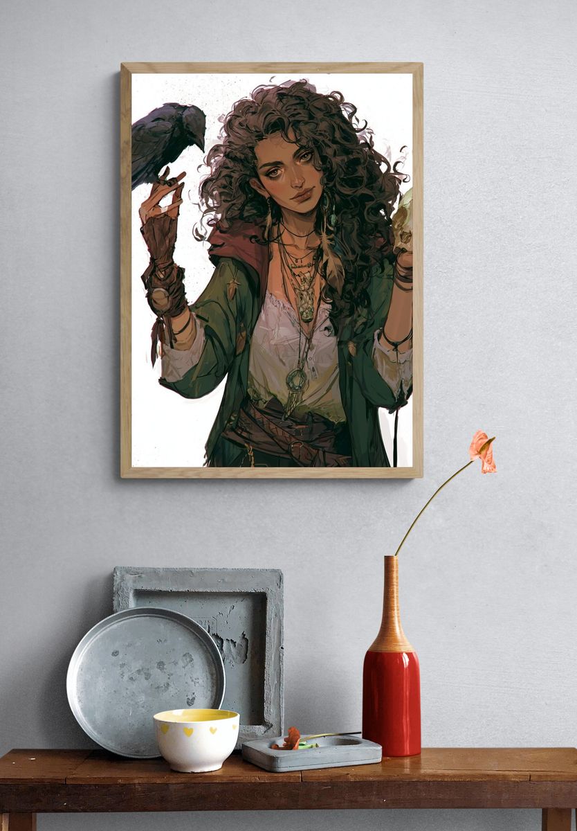 Mystic Raven Portrait Print. — room view 3