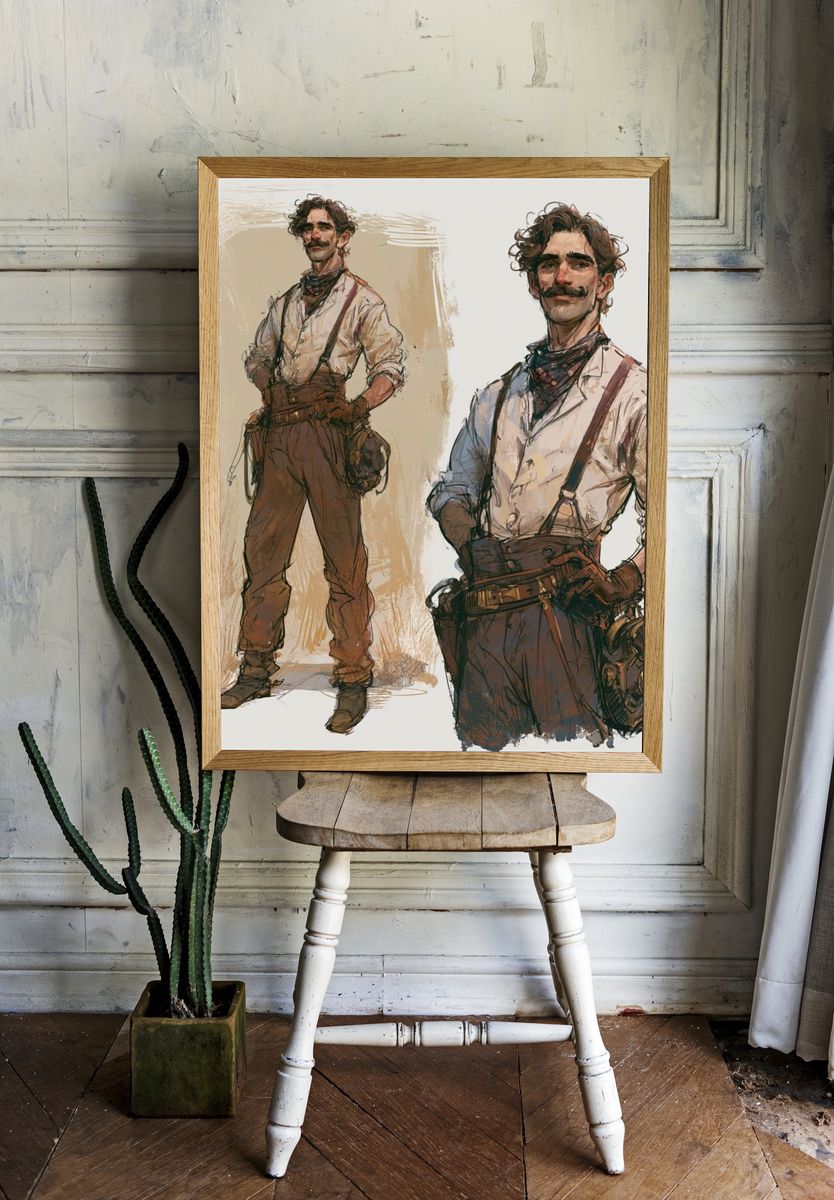 Steampunk Adventurer Illustration Poster. room preview