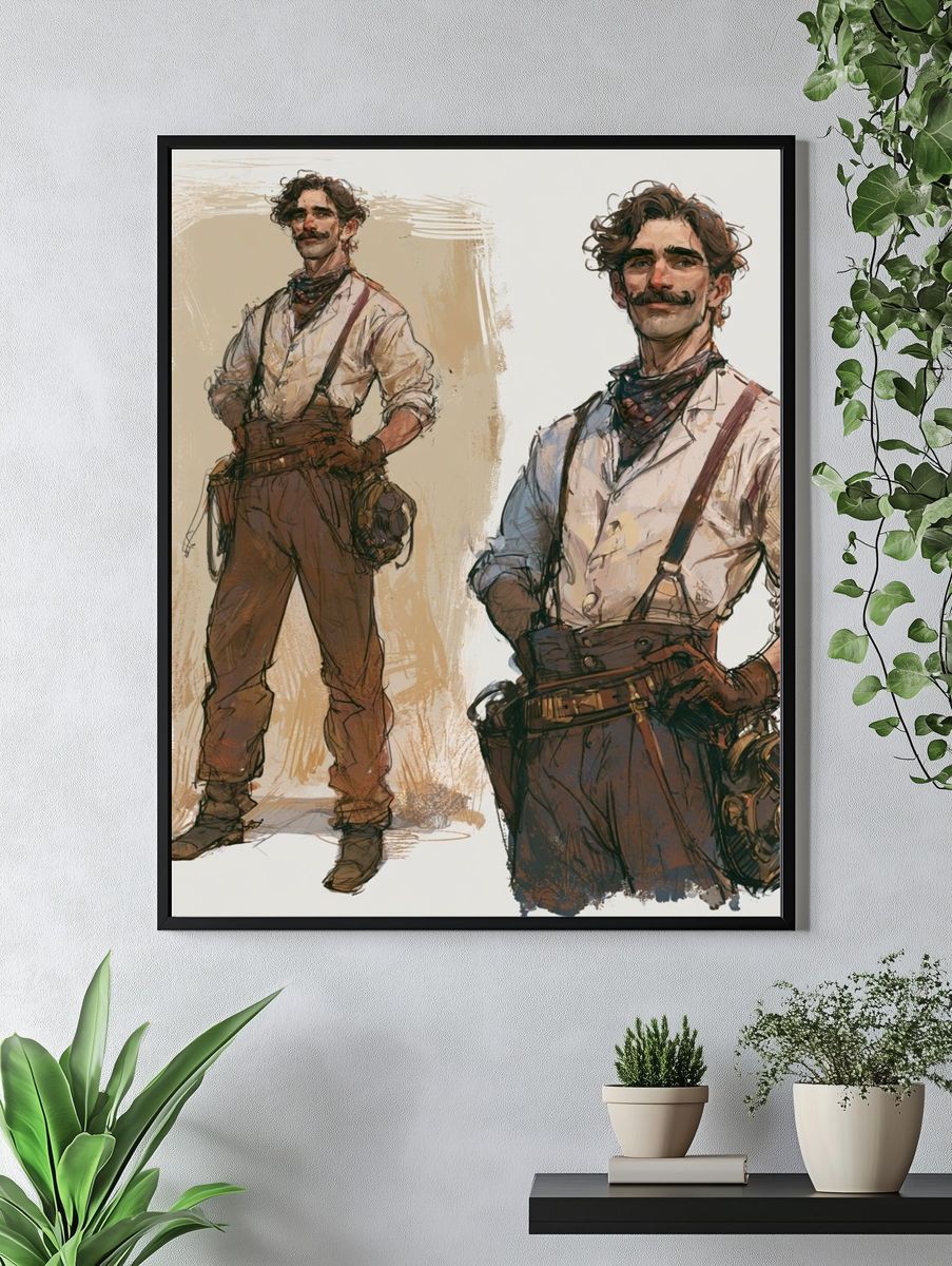 Steampunk Adventurer Illustration Poster. — room view 4