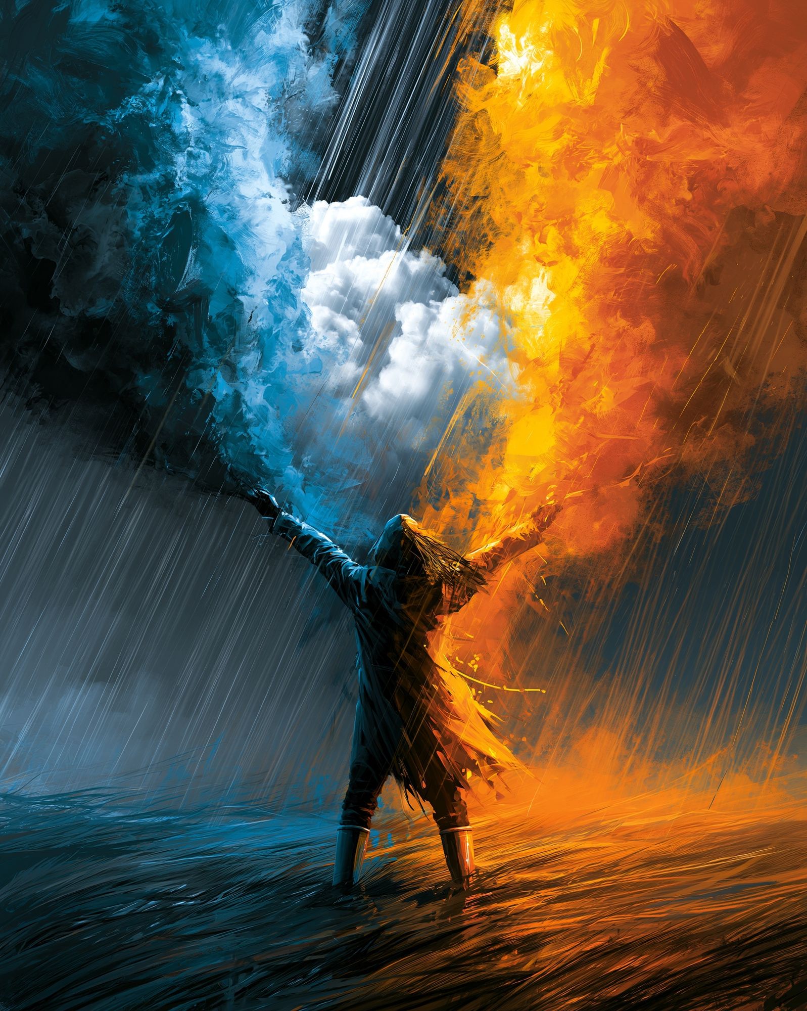 Elemental Duel Digital Art Poster. poster detail