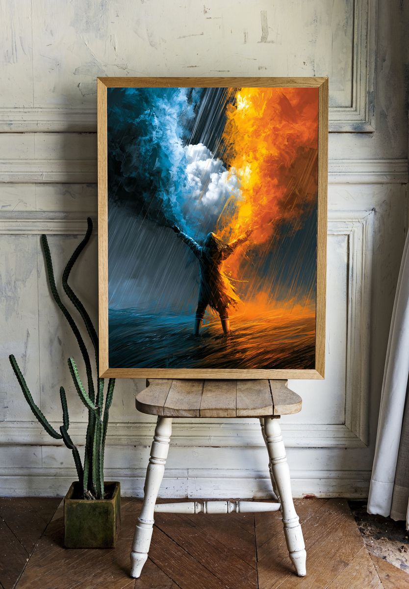 Elemental Duel Digital Art Poster. — room view 1