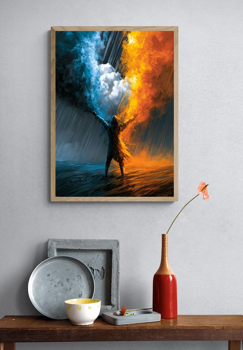 Elemental Duel Digital Art Poster. — room view 3