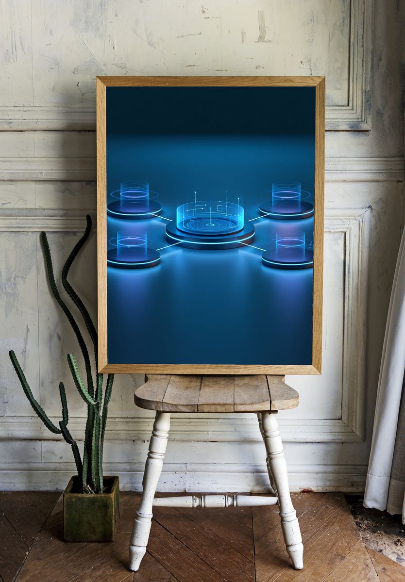 Futuristic Network Hub Print. — room view 1