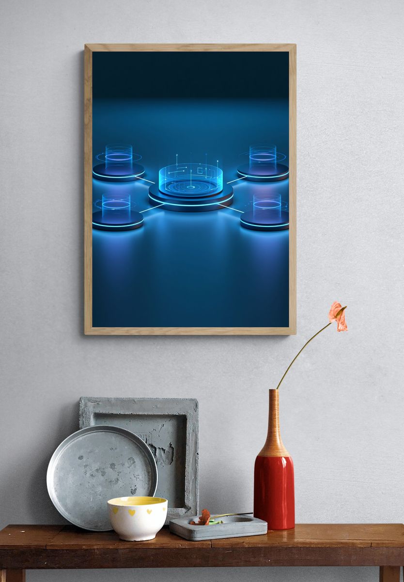 Futuristic Network Hub Print. — room view 3