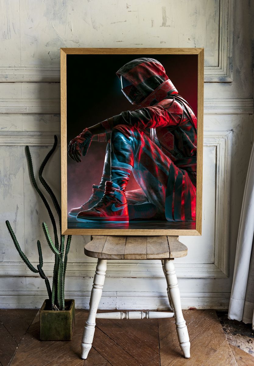 Cyber Sneaker Figure Illustration Poster. — room view 1