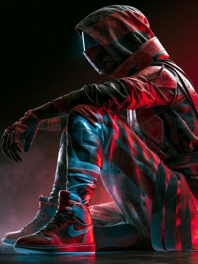 Cyber Sneaker Figure Illustration Poster. poster