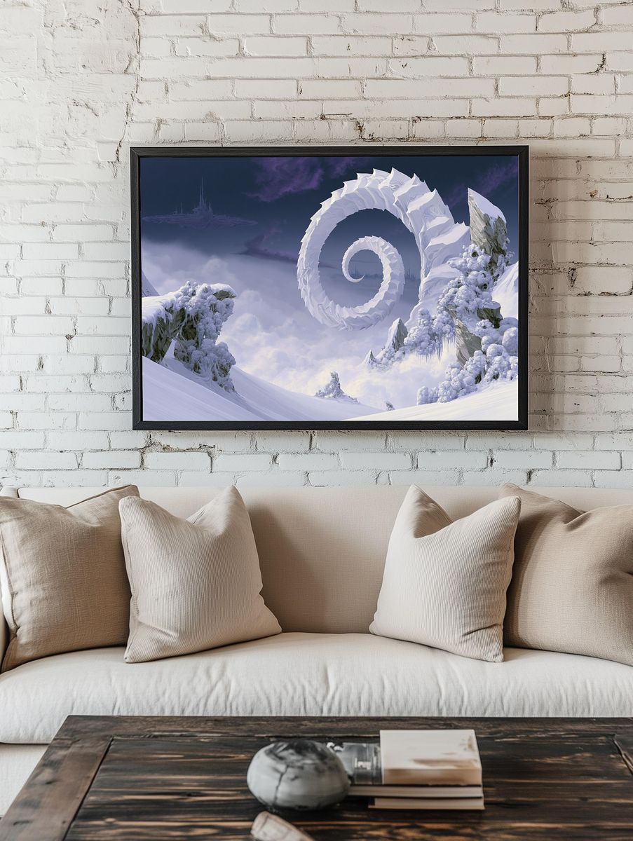 Surreal Snow Spiral Sci-Fi Print. — room view 1