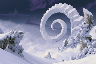 Surreal Snow Spiral Sci-Fi Print.