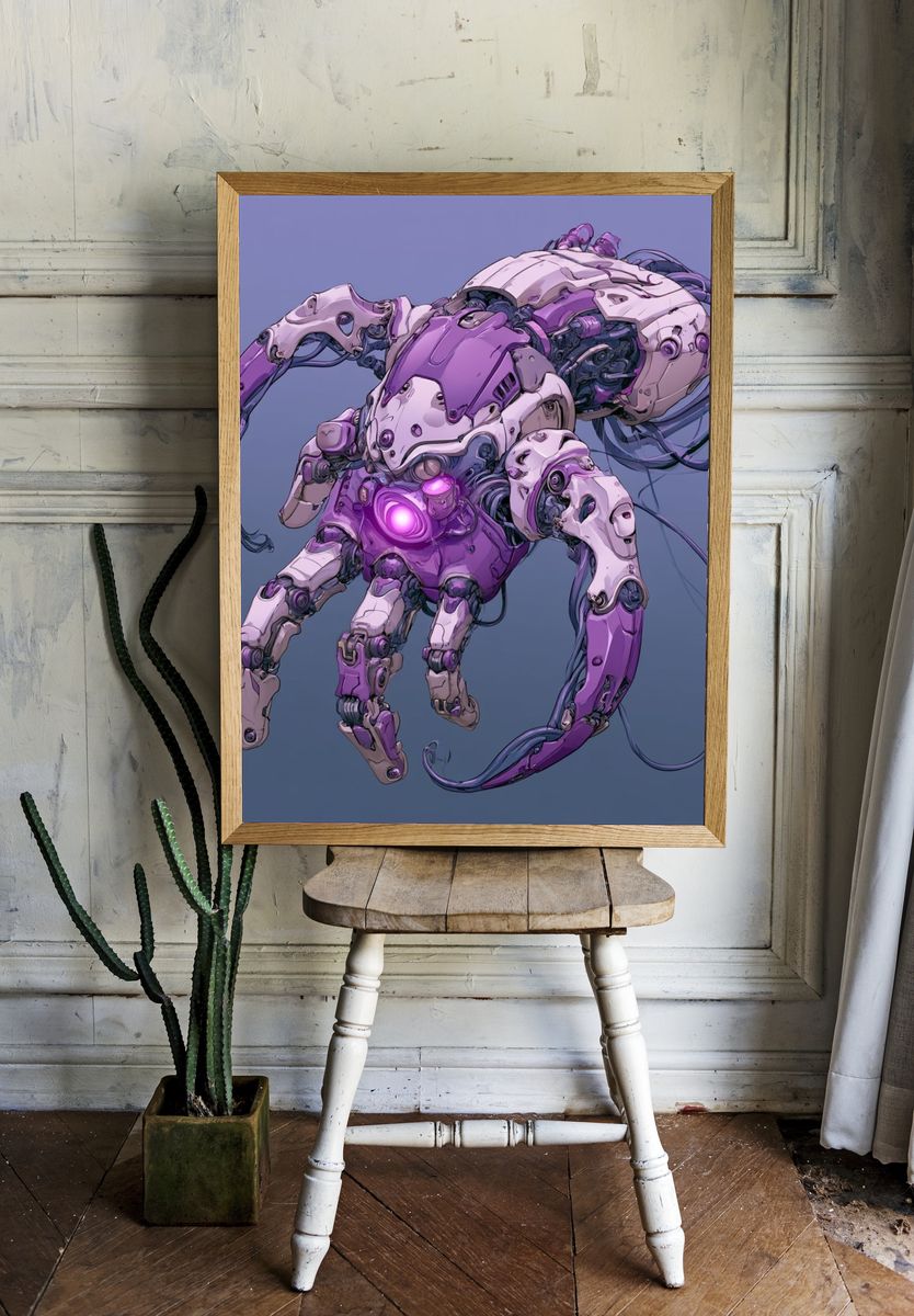 Cybernetic Creature Illustration Poster. room preview