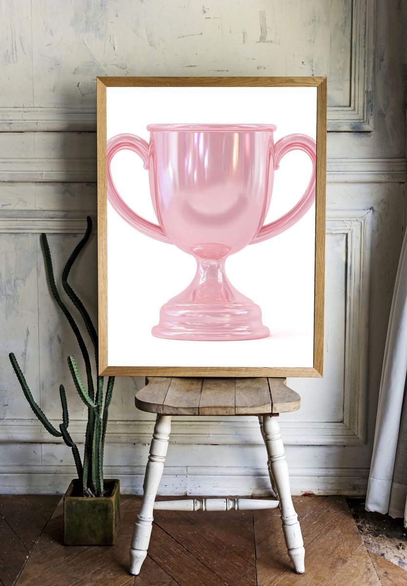 Pink Glass Trophy Illustration Poster. room preview
