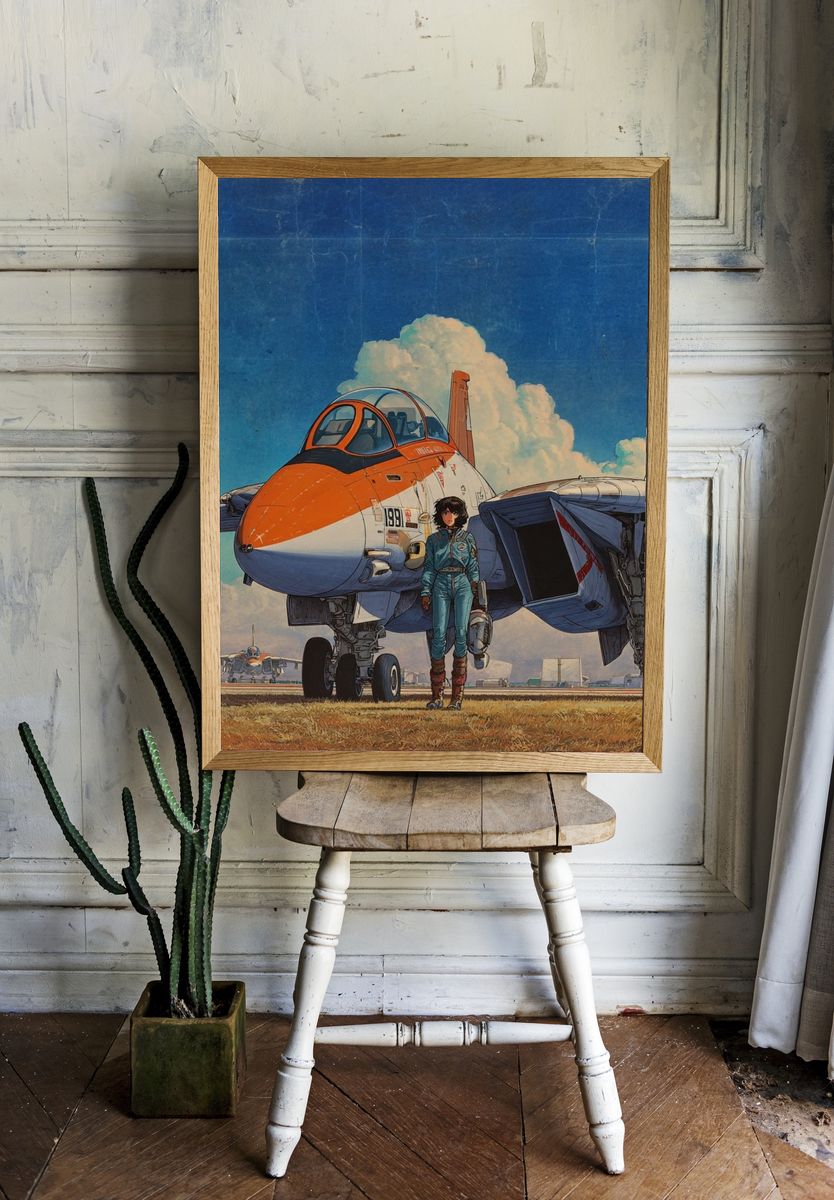 Fighter Jet Pilot Illustration Poster. — room view 1