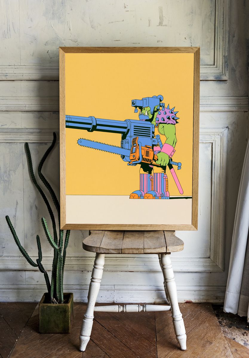 Chainsaw Warrior Pop-Art Print. room preview