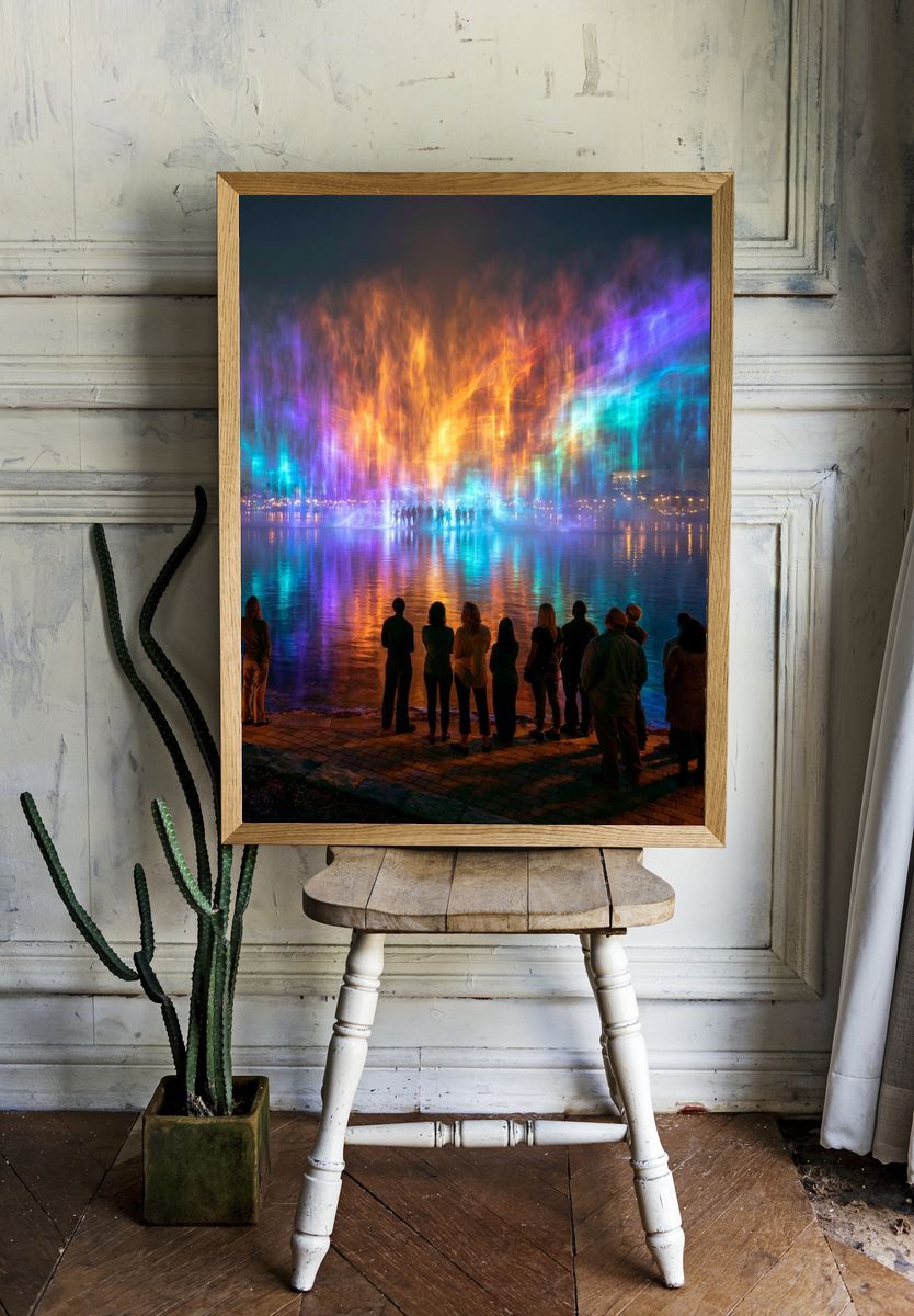 Neon Water Light Show Poster. room preview