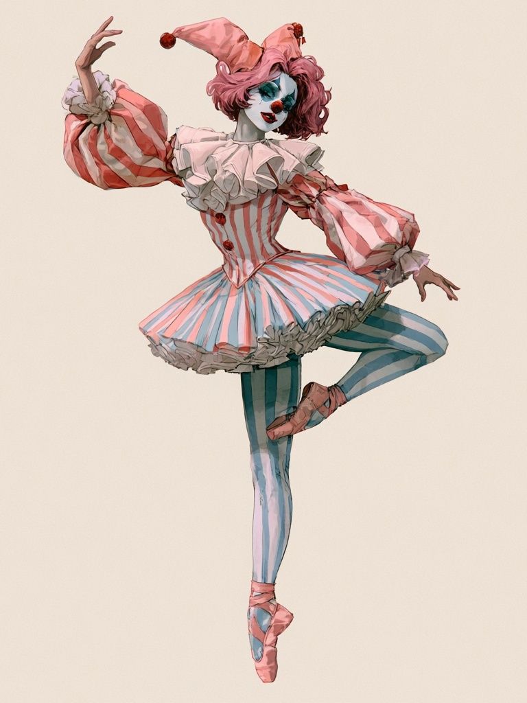 Harlequin Ballerina Illustration Poster. poster — illustration art
