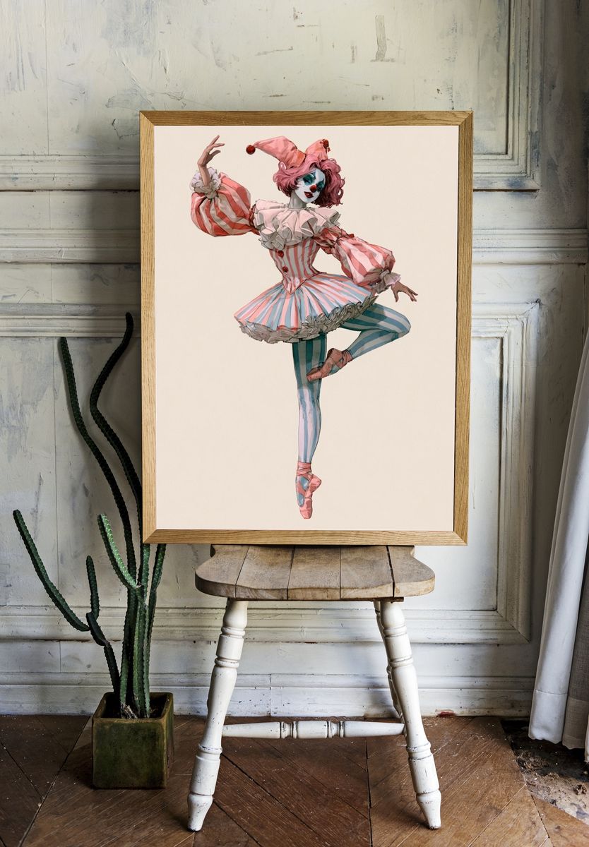 Harlequin Ballerina Illustration Poster. — room view 1