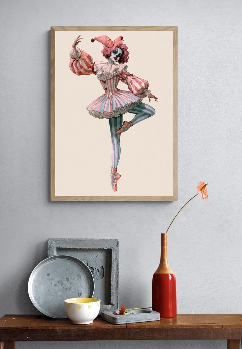 Harlequin Ballerina Illustration Poster. — room view 3