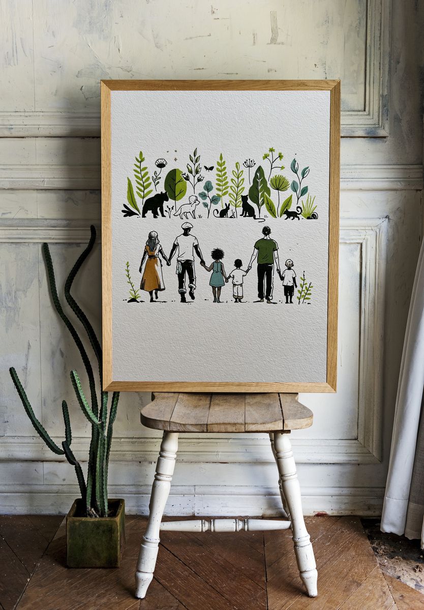 Playful Robot Illustration Poster. — room view 1