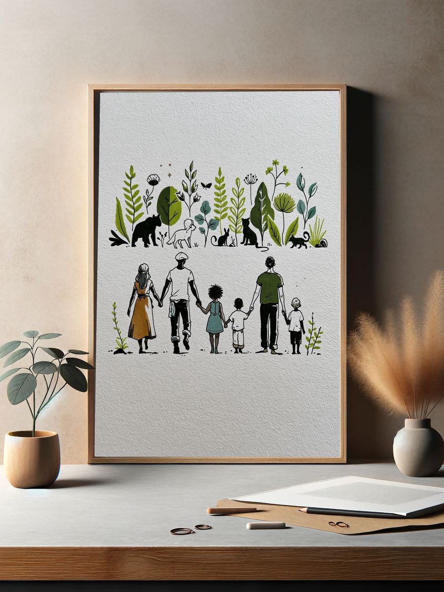 Playful Robot Illustration Poster. — room view 2