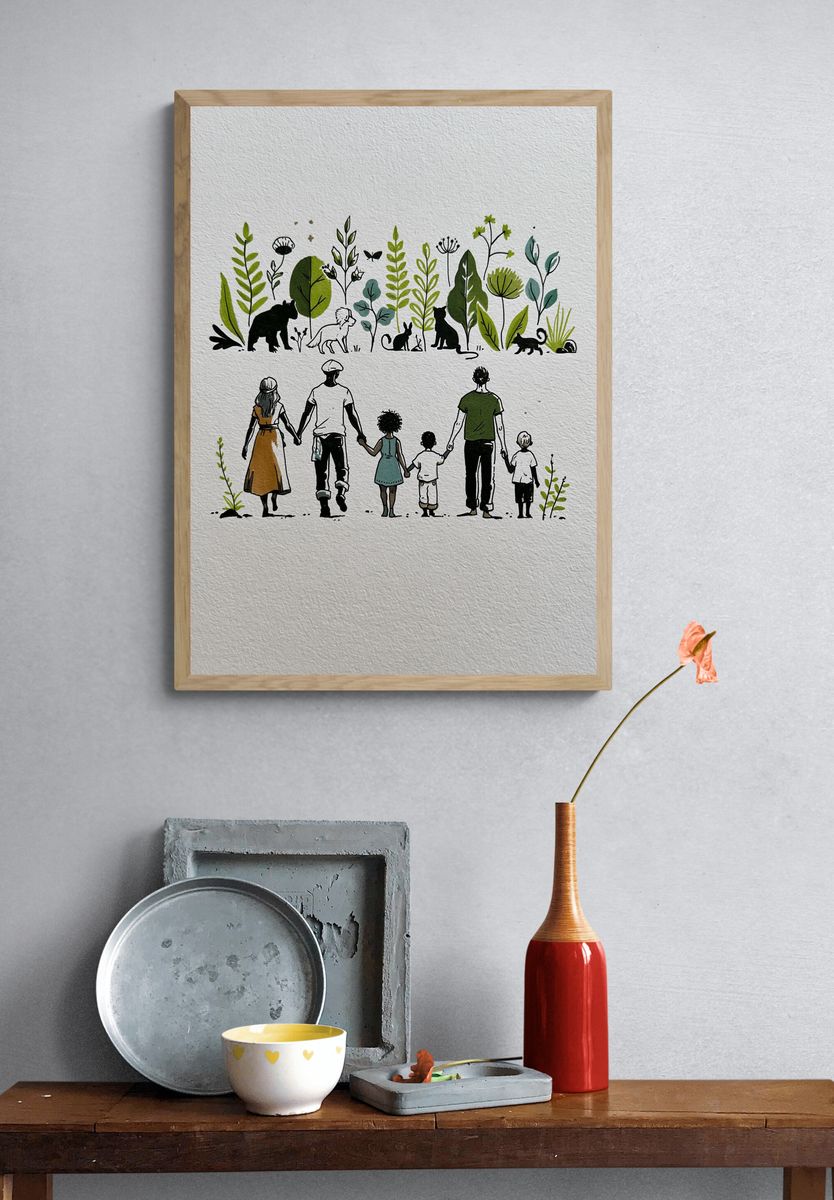 Playful Robot Illustration Poster. — room view 3