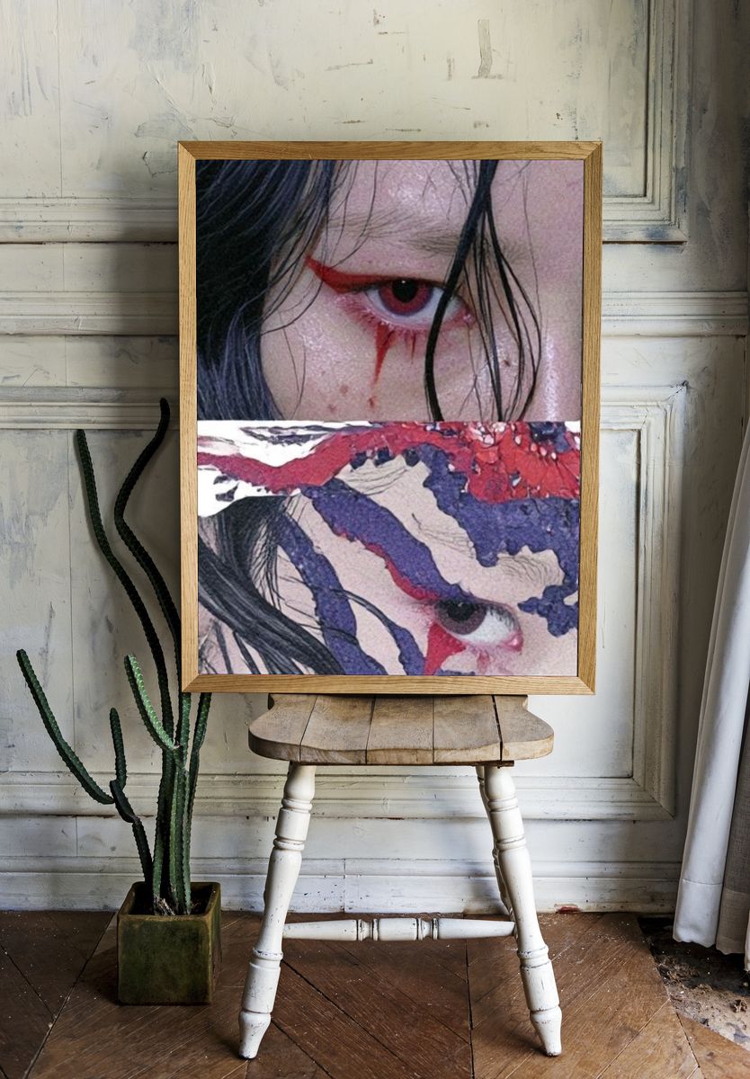 Surreal Red Eye Illustration Poster. room preview
