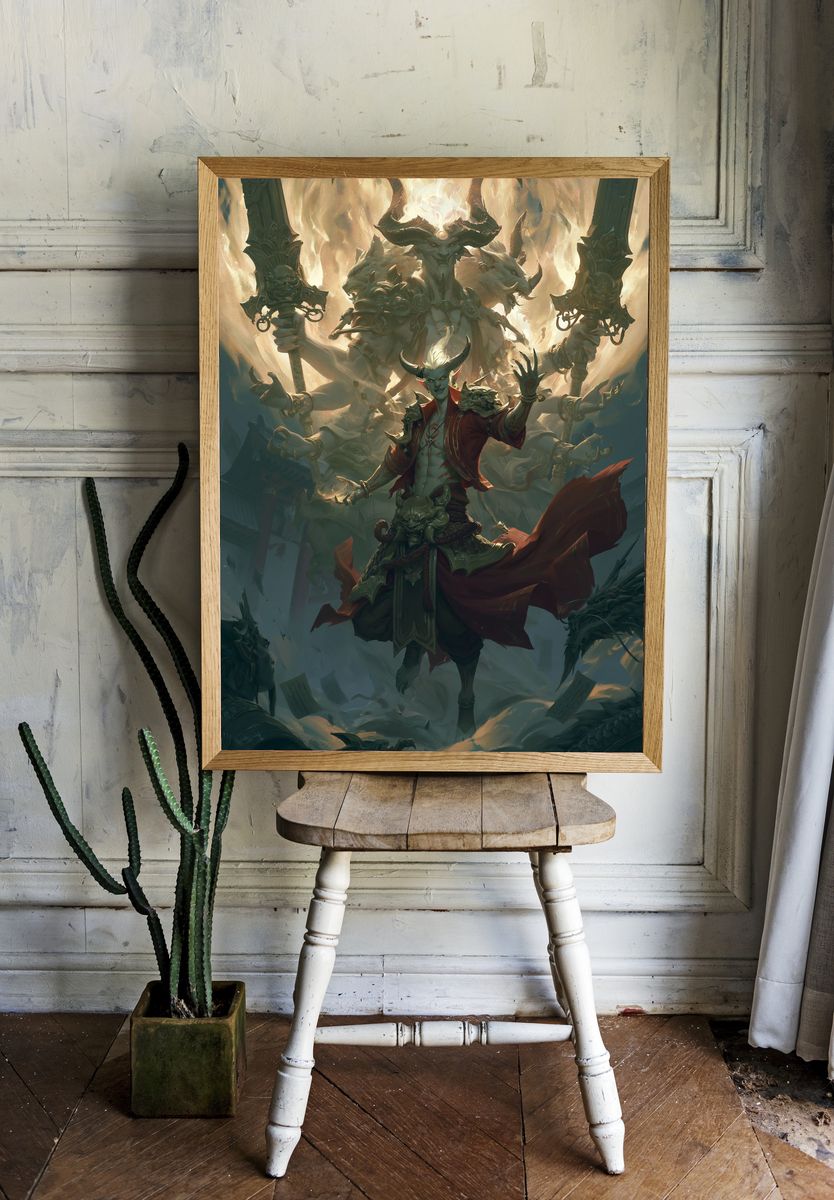 Demonic Sorcerer Fantasy Poster. room preview