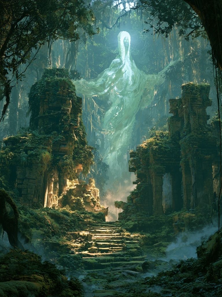 Jungle Spirit Ruins Illustration Poster. poster detail