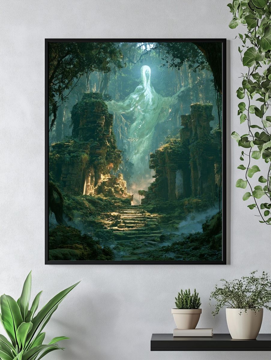 Jungle Spirit Ruins Illustration Poster. — room view 4