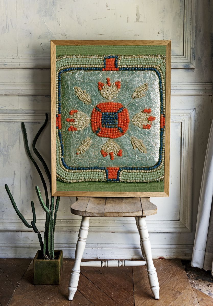 Beaded Folk Motif Illustration Poster. — room view 1