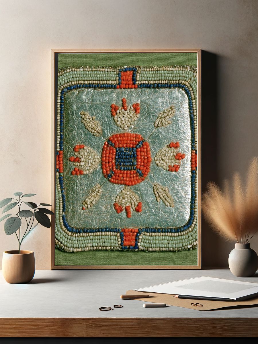 Beaded Folk Motif Illustration Poster. — room view 2