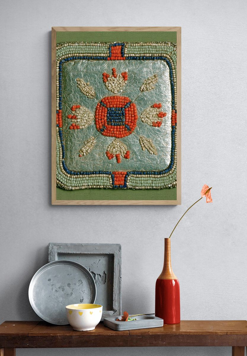 Beaded Folk Motif Illustration Poster. — room view 3