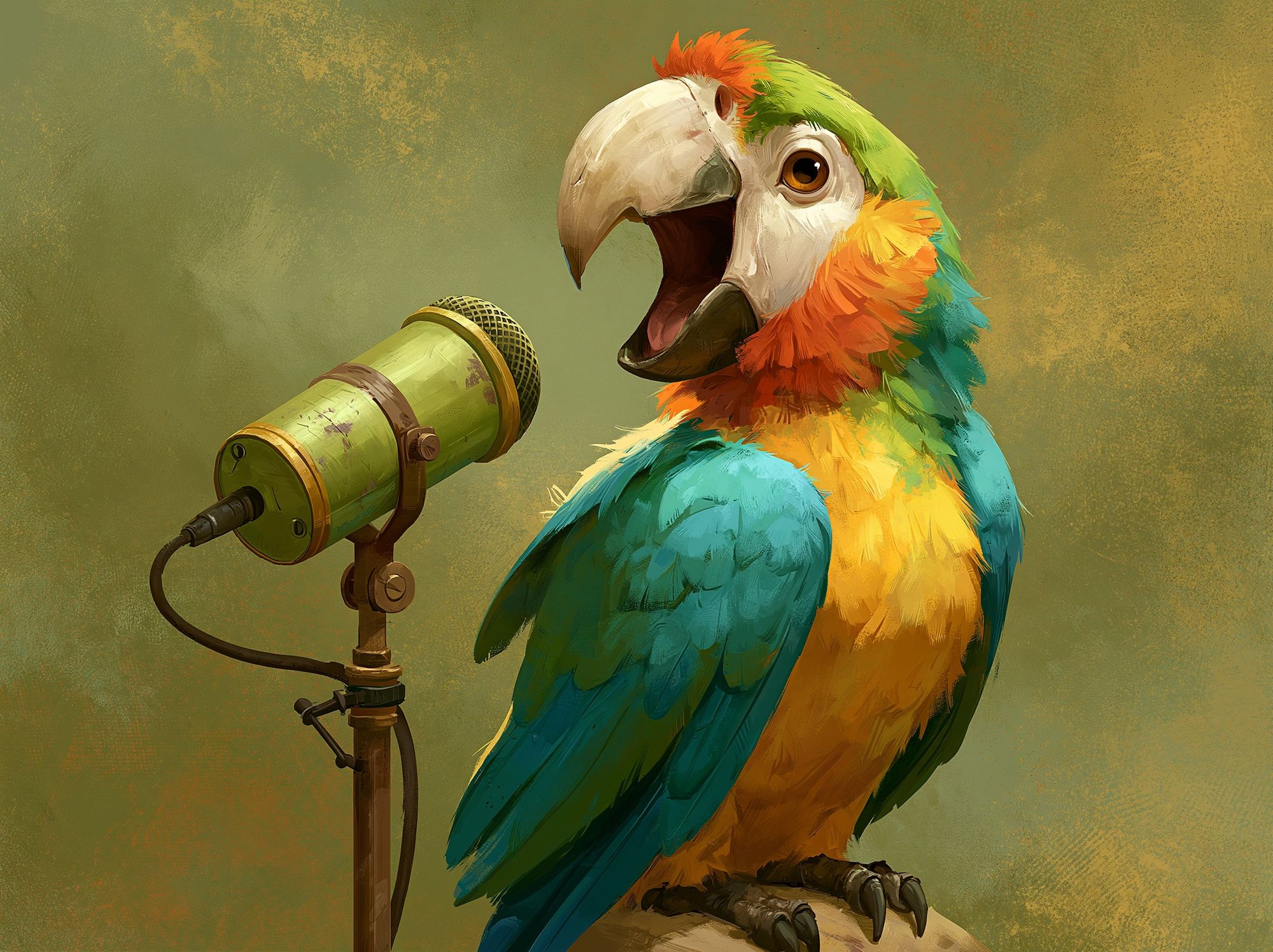 Colorful Parrot Singer Illustration Poster. poster — illustration art