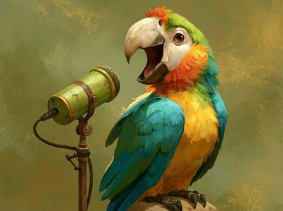 Colorful Parrot Singer Illustration Poster. poster