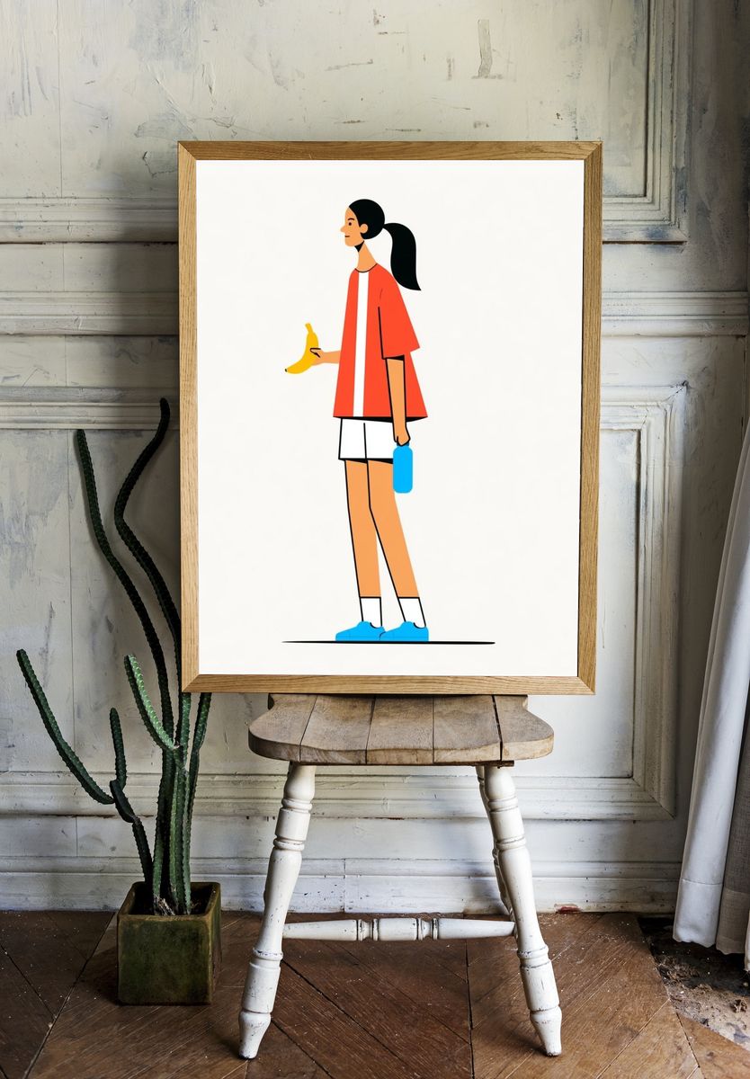 Banana and Bottle Illustration Poster. — room view 1