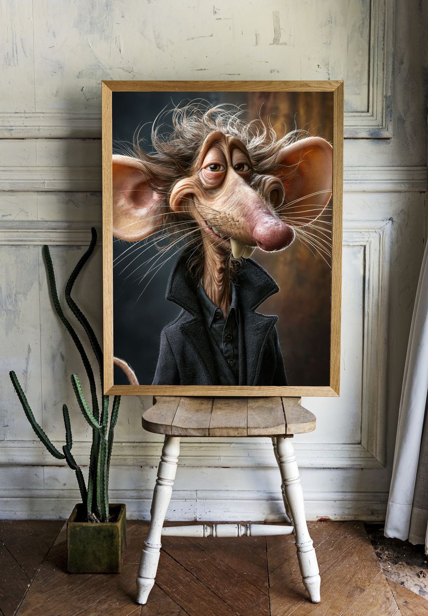 Whimsical Rat Portrait Poster. — room view 1