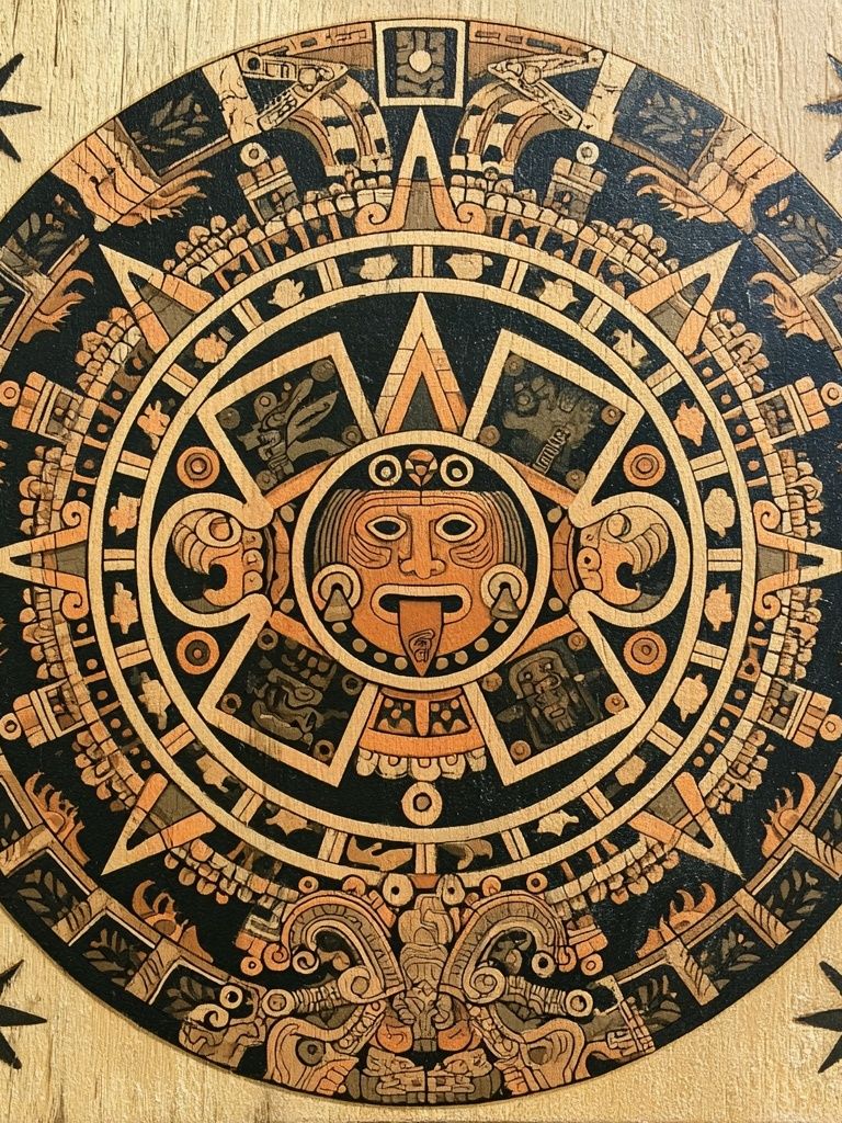 Mayan Sun Calendar Illustration Poster. poster — illustration art