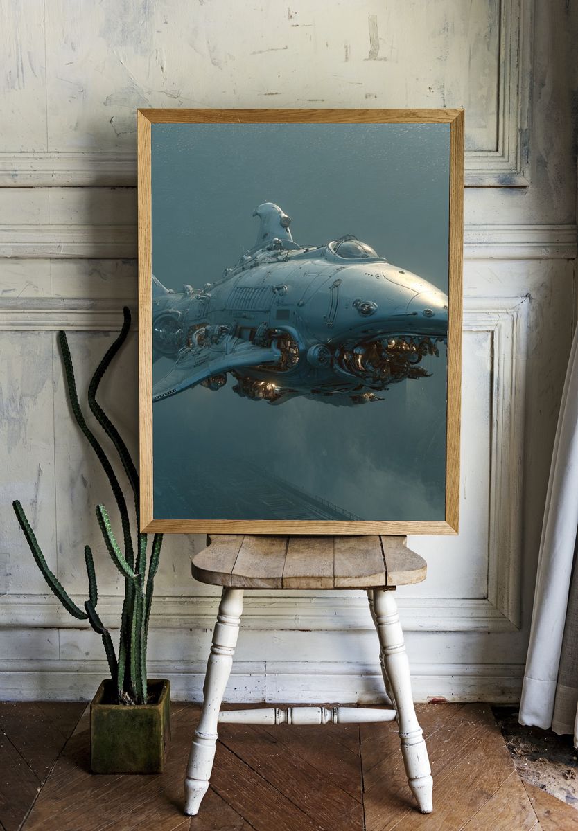Submarine Whale Sci-Fi Print room preview